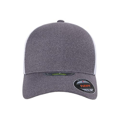 Flexfit Melange Unipanel Trucker Cap - color: Melange Heather/White, size: Small-Medium