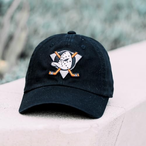 AMERICAN NEEDLE Unisex Officially Licensed NHL National Hockey League Adjustable Buckle Strap Baseball Hat - color: Black (Anaheim Ducks)