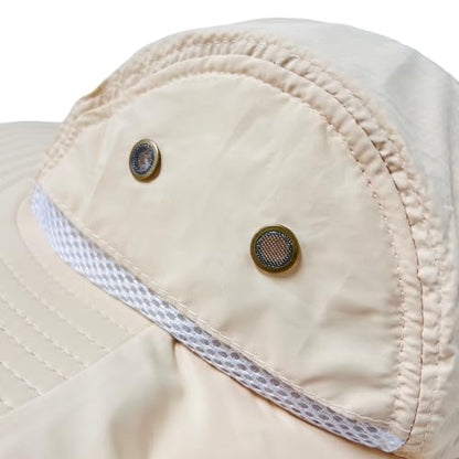 Packable and Adjustable Mesh Boonie Sun Hat with Neck Flap - color: Tan 2