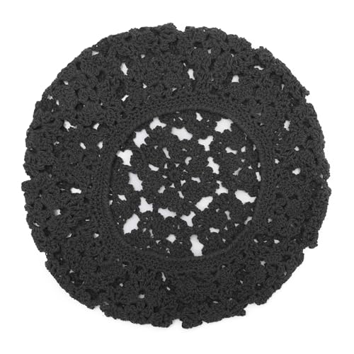 ZLYC Women Cotton Slouchy Crochet Beret Handmade Cutout Floral Beanie Hat - color: Floral Gray