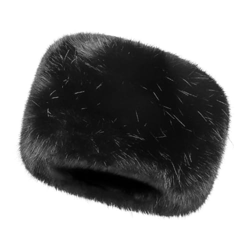 Unisex Russian Ushanka Cossack Trapper Hat Faux Rabbit Fur Trooper Hat Fuzzy Furry Hunting Cap Winter Outdoor Warm Skiing Cap - color: Black