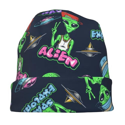 Beanie Hat for Men Women Slouchy Beanie Skull Sleep Cap Soft Lightweight Chemo Hat Stretch Cancer Headwear - color: Alien