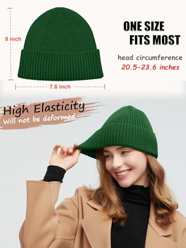 Wool Beanie for Men Women, Seamless Knit Cuffed Warm Winter Hats - color: 1pcs-kelly Green