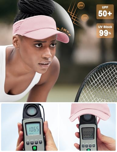 vidsel Sport Sun-Visor Hat Men Women, Summer UV Protection Stretchy Visor - color: Pink