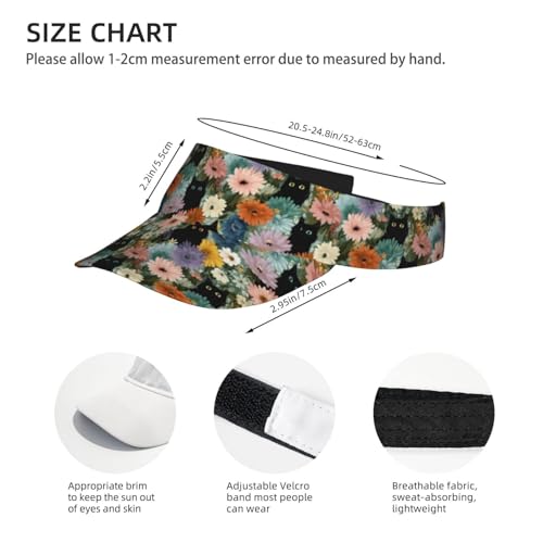 Unisex Adjustable Sports Sun Visor - color: Floral Cat