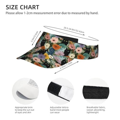 Unisex Adjustable Sports Sun Visor - color: Floral Cat