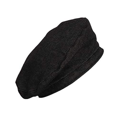 WITHMOONS Beret Hat Cool Denim Cotton British Style Strap Adjustable JDF1177 - color: Black