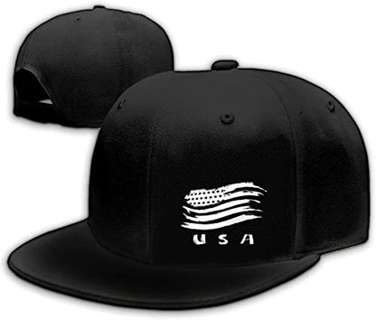 Snapback Hats for Men Flat Bill Black Adjustable Baseball Cap Trucker Hat for Dad American Flag Pirate Skull Caps Cool - color: American Flag