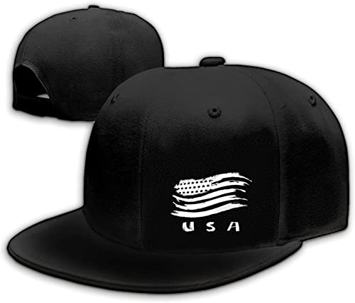 Snapback Hats for Men Flat Bill Black Adjustable Baseball Cap Trucker Hat for Dad American Flag Pirate Skull Caps Cool - color: American Flag