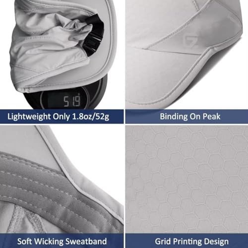 GADIEMKENSD Stretch Running Hat with Soft Brim, Quick Dry, Unstructured, Unisex-Adult - color: Light Gray