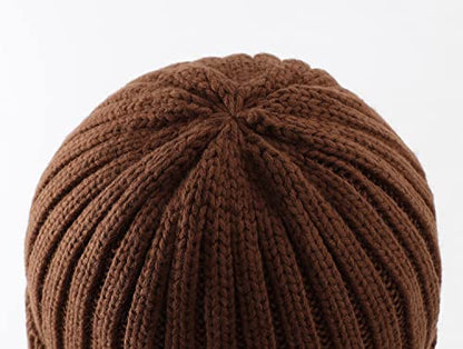Home Prefer Mens Winter Hat Wool Fleece Lined Knit Beanie Hat Warm Stocking Caps - color: Coffee