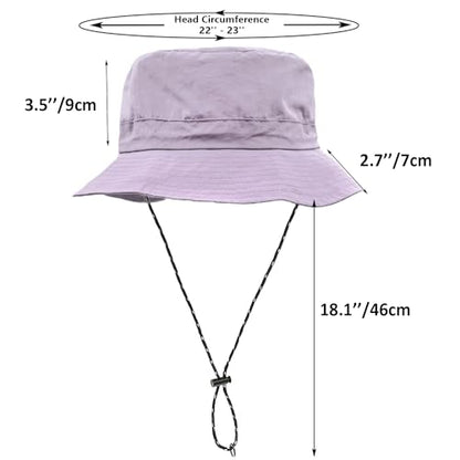 woogwin Waterproof Bucket Rain Hat with Chin Strap Quick Dry Packable Boonie Sun Hat Safari Hat UV Protection - color: Light Purple