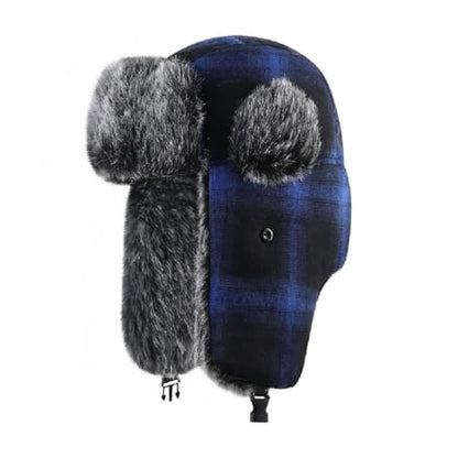 ASWER Trapper Warm Russian Trooper Hat Winter Skiing Cap Women Men Windproof - color: Y-blue
