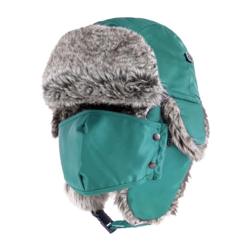 Waterproof Winter Trapper Ushanka Hat Ear Flap Chin Strap, Russian Style - color: Arctic (Aqua)