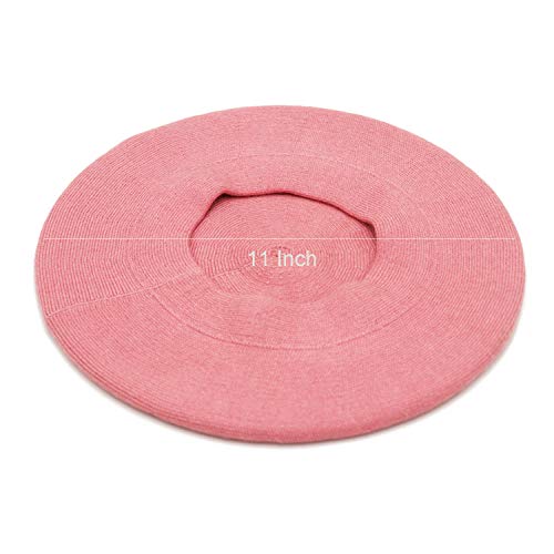 Wheebo Reversible Solid Color French Beret Hat for Women and Girls - color: Pink1
