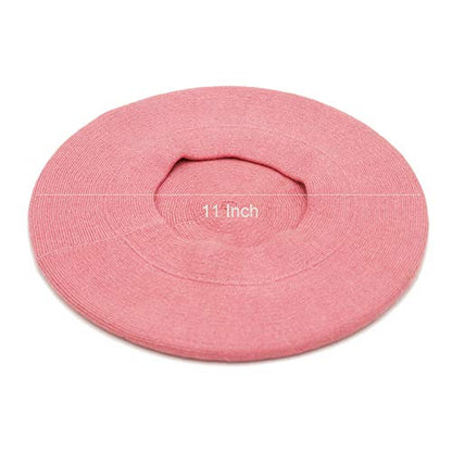 Wheebo Reversible Solid Color French Beret Hat for Women and Girls - color: Pink1