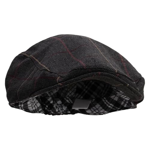 Big Size Plaid Regular Ivy Cap - color: Black, size: X-Large-XX-Large