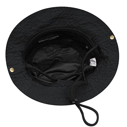 Clakllie Sun Hats for Women Men UV Protection Boonie Hats Summer Safari Jungle Hat Fishing Beach Hats UPF 50+ Camping Hats - color: S-dfh03-black