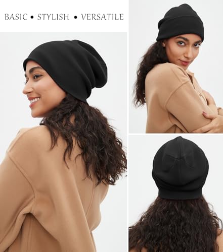 ROYBENS 100% Cotton Beanie Hat for Women Men Warm Winter Hats Knit Beanies - color: Black