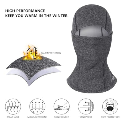 BASSDASH Winter Balaclava Fleece Ski Mask Ninja Hood Neck Warmer Fishing Hunting - color: Dark Heather Grey