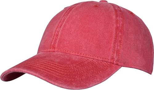 Vintage Washed Cotton Baseball Caps Men Women Adjustable Unstructured Low Profile Dad Hat - color: Red