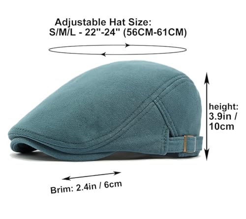 Quanhaigou Men's Cotton Flat Ivy Gatsby Newsboy Driving Hat Adjustable Irish Cabbie Ivy Driving Hunting Cap - color: Cotton Haze Blue