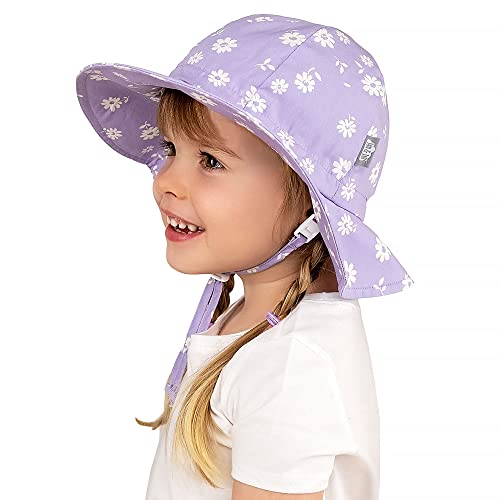 JAN & JUL Adjustable Cotton Floppy Sun Hat with 50+ UPF Protection for Girls - color: Purple Daisy, size: 0-6 Months