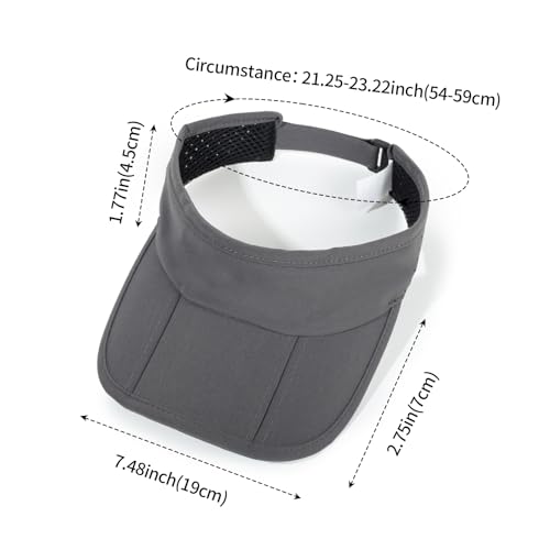 Sun Visors for Women Men Adjustable Folding Cap Running Golf Tennis - color: Dark Gray