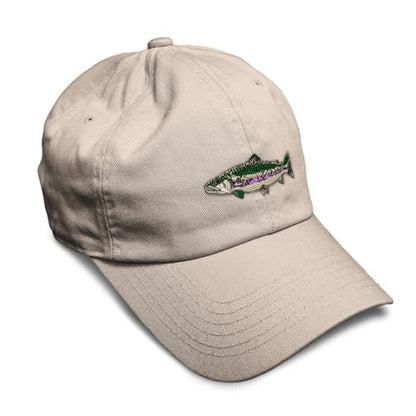 Custom Soft Baseball Cap-Fish Rainbow Trout Fishing Cotton Dad Hat - color: Stone Design Only