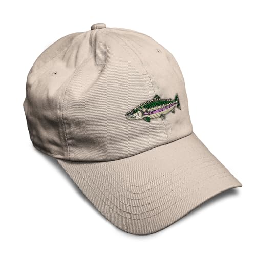 Custom Soft Baseball Cap-Fish Rainbow Trout Fishing Cotton Dad Hat - color: Stone Design Only