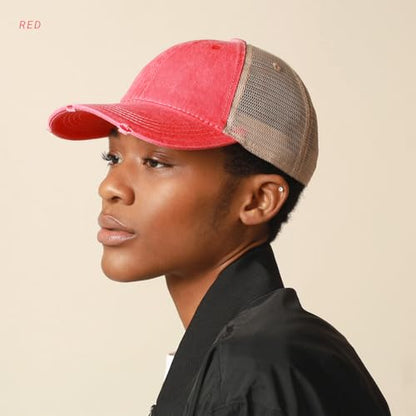 CHOK.LIDS Washed Trucker Hat Unstructured Distressed Pigment Dyed Cap - color: (Hot Pink)