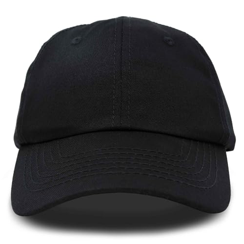 DALIX Baseball Cap Dad Hat Plain Men Women Cotton Adjustable Blank Unstructured Soft - color: Black