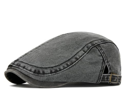 Cotton Newsboy Cap,Breathable Ivy Gatsby Cabbie Beret Hat for Men's Women Driving Hunting Golf - color: Distressed Denim Navy