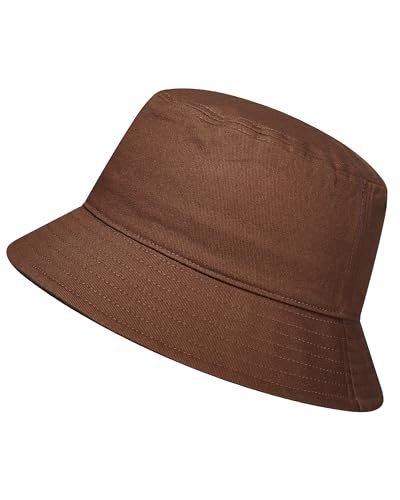 GADIEMKENSD 100% Cotton Bucket Hat - Unisex, UPF 50 Sun Protection, Lightweight, Packable - color: Brown