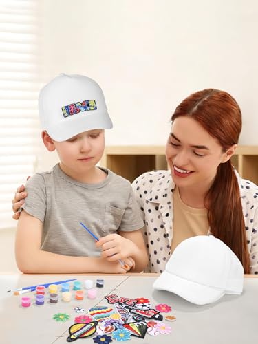 Aneco DIY Blank Trucker Hats Kit Adjustable Baseball Caps - color: White