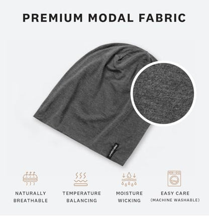 Summer T-Shirt Beanie for Men & Women - Soft Modal - Slouchy Style - color: Charcoal