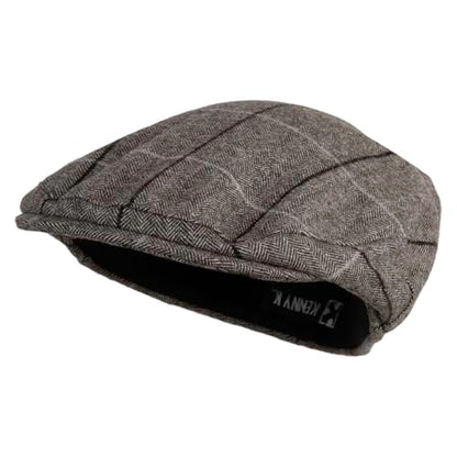 Large Plaid Wool Polyester Blend Ivy Cap - color: Brown, size: Large-X-Large