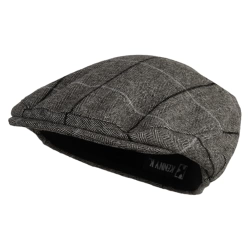 Large Plaid Wool Polyester Blend Ivy Cap - color: Brown, size: Large-X-Large
