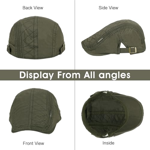 3Pcs Cotton Newsboy Hat for Men Cool Adjustable Flat Cap - color: Jcx-black+coffee+green