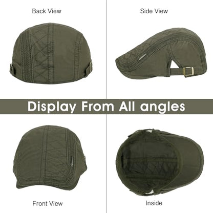 3Pcs Cotton Newsboy Hat for Men Cool Adjustable Flat Cap - color: Jcx-black+coffee+green