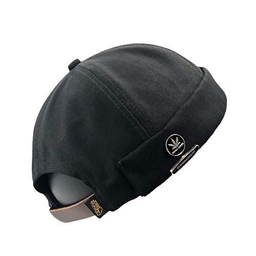 jerague Beanie Hat for Men Women Brimless Cuffed Hat Skullcap Watch Cap Adjustable - color: A-black/Khaki(2 Pack)