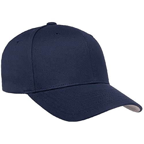 Flexfit 5001 Standard Cotton Twill 6-Panel Fitted Baseball Cap - color: Navy, size: Large-X-Large