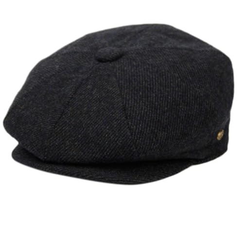 Men's Classic 8 Panel Wool Blend Newsboy Snap Brim Collection Hat - color: Blue-nsb3060, size: Medium