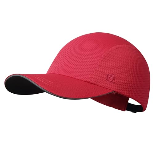 GADIEMKENSD Women's Race Day Running Cap Performance Mesh Hat - Excellent Ventilation, Lightweight, Reflective Safety - color: Red