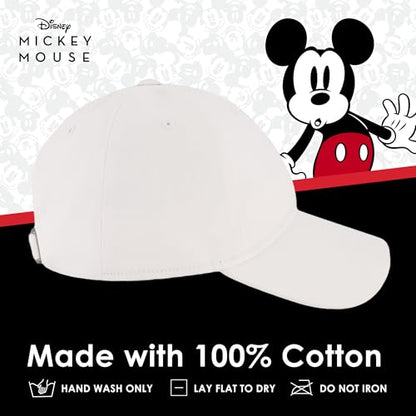 Disney Unisex Adult Disney Mickey Mouse Dad Hat, Adult Baseball Cap with Curved Brim - color: White