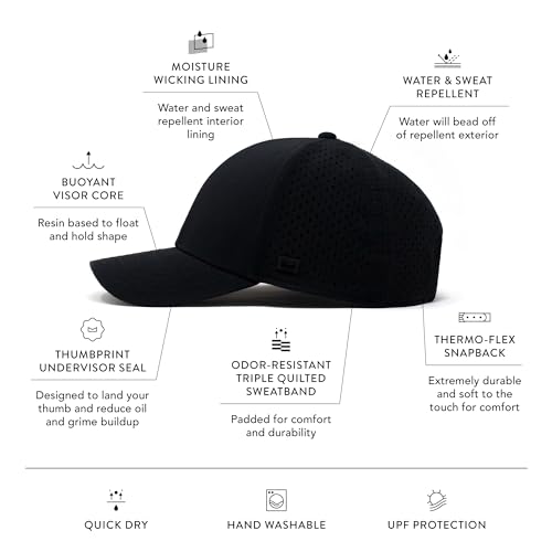 melin A-Game Hydro, Men’s Performance Snapback Hat - color: Black, size: Small