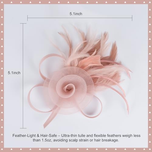 Tulle Flower Fascinators Hats for Women 2025 Derby Outfits for Women Tea Party Derby Hats - color: White