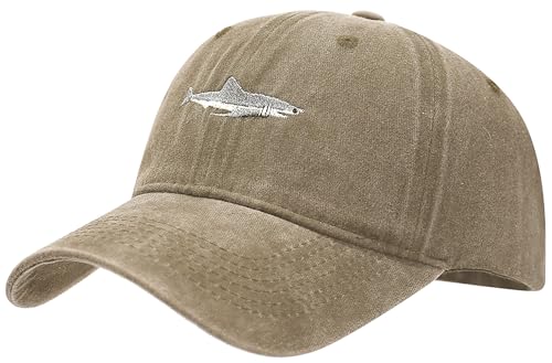 Women's Men's Fashion Baseball Cap Adjustable Strapback Hats Dad Hat Visor Sports Hat - color: Shark Khaki