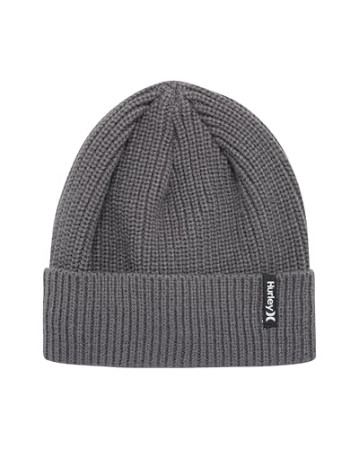 Hurley Men's Cuffed Beanie - Classic Midweight Loose Knitted Winter Hat for Men - color: Dark Grey