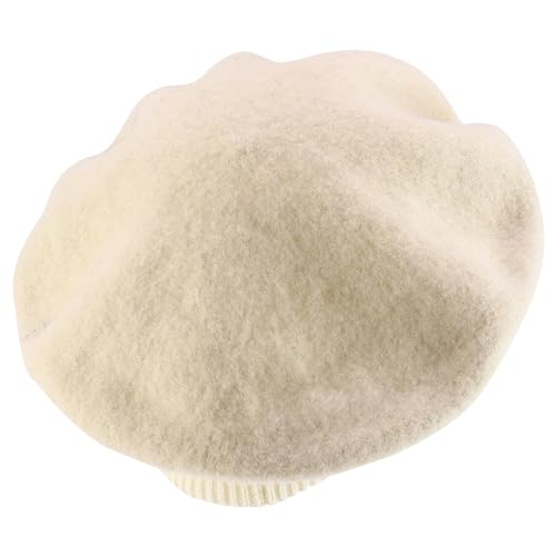 Trendy Apparel Shop Plain Solid French Wool Beret Hat - color: Ivory